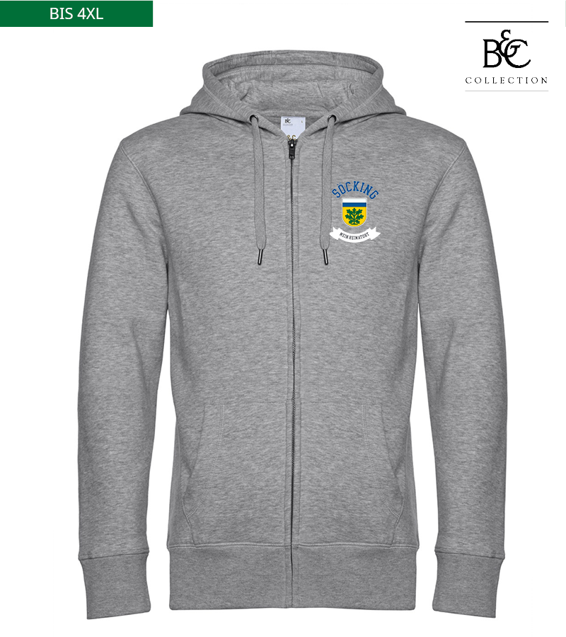 B&C Herren Zipped Hoodie Heather Grey "Bono"