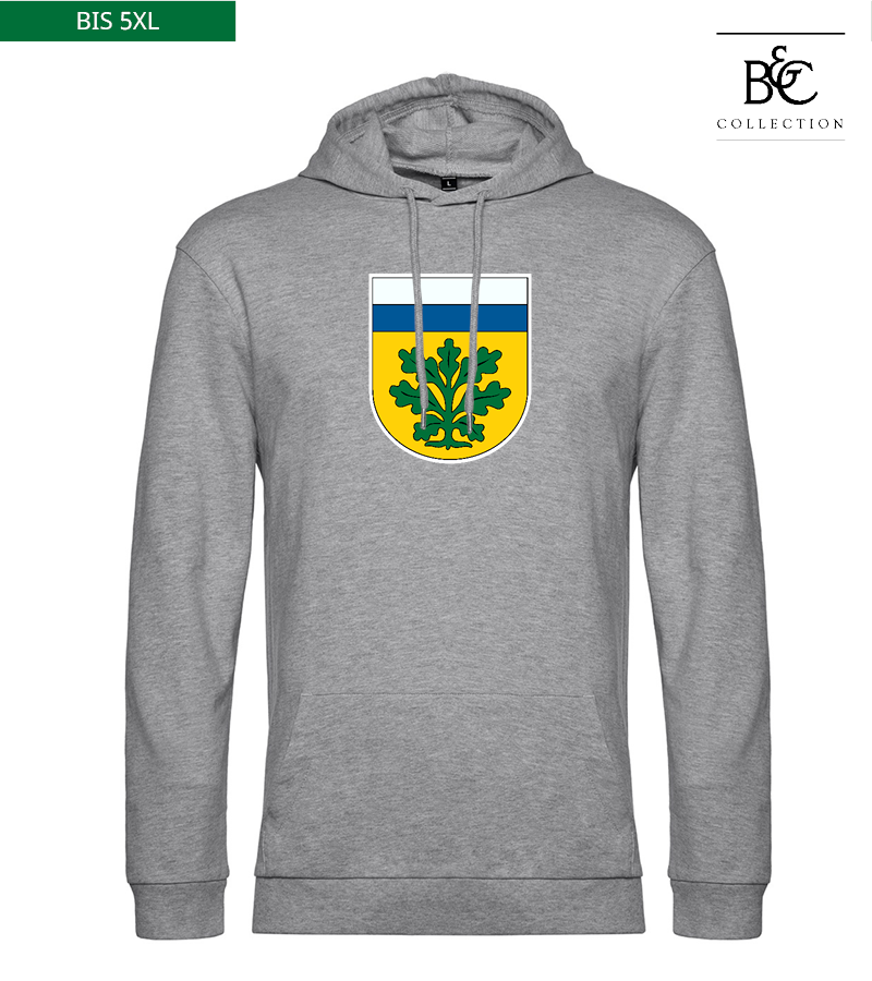 B&C Herren Hoodie Heather Grey "Anton Frontprint"
