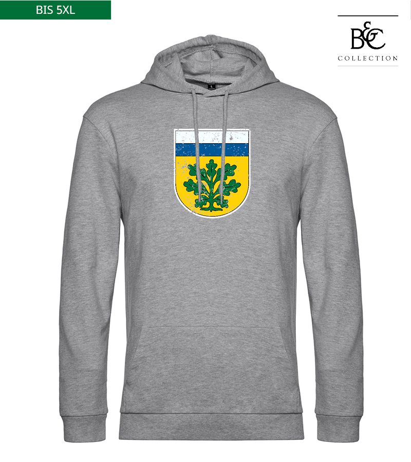 B&C Herren Hoodie Heather Grey "Uwe Frontprint"