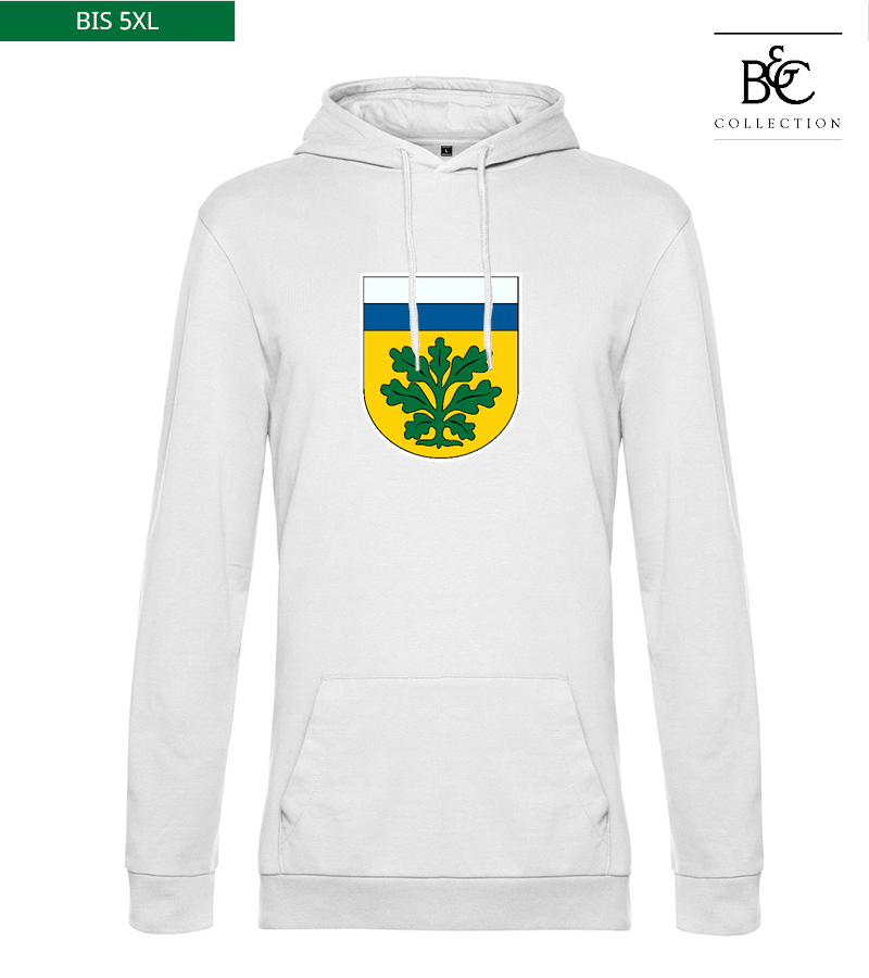 B&C Herren Hoodie White "Anton Frontprint"