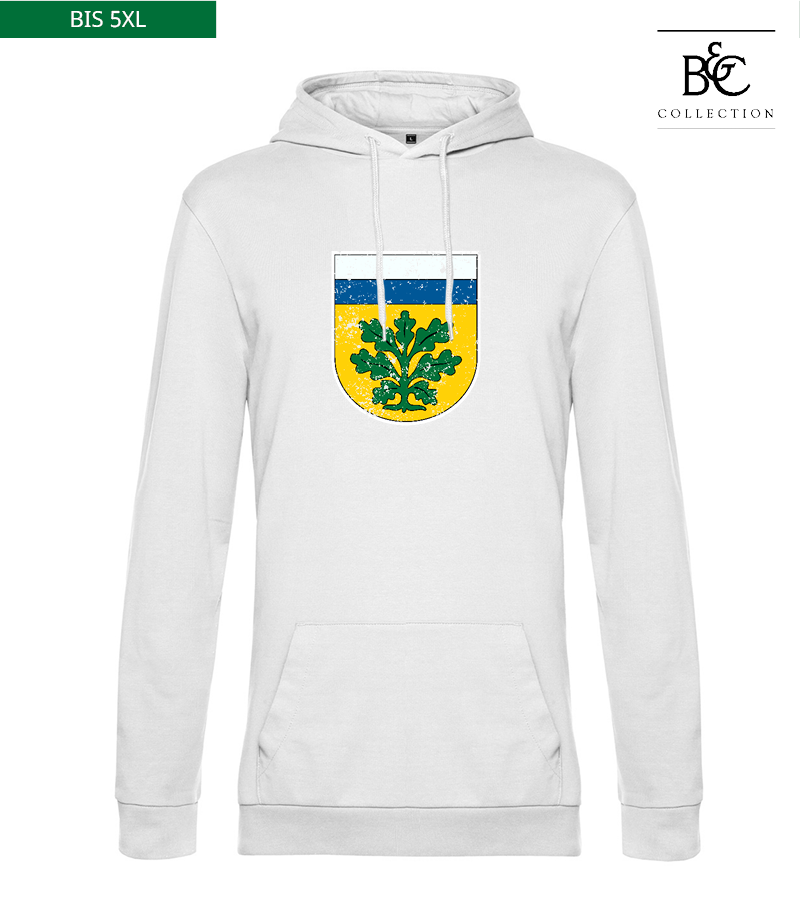 B&C Herren Hoodie White "Uwe Frontprint"