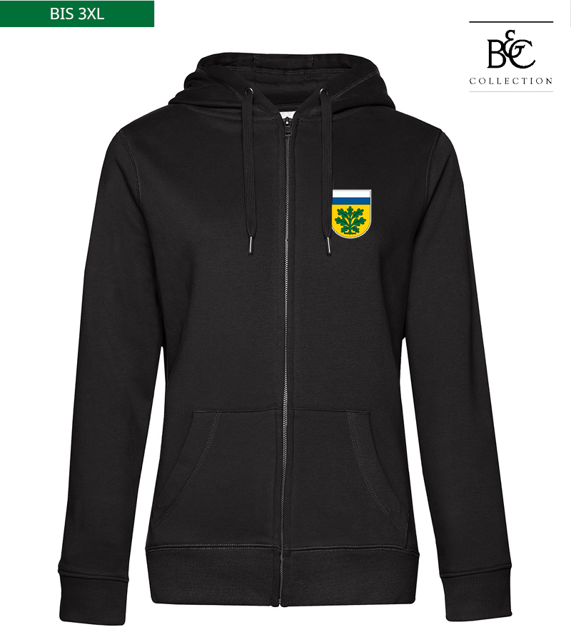B&C Damen Zipped Hoodie Black Pure "Anton"