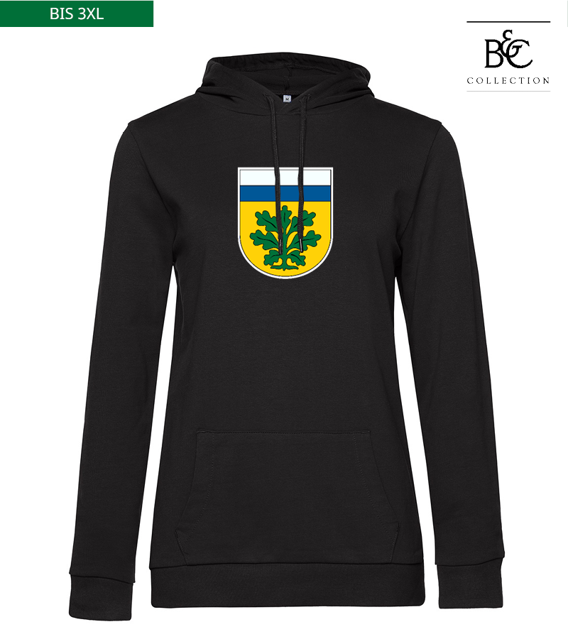 B&C Damen Hoodie Black Pure "Anton Frontprint"
