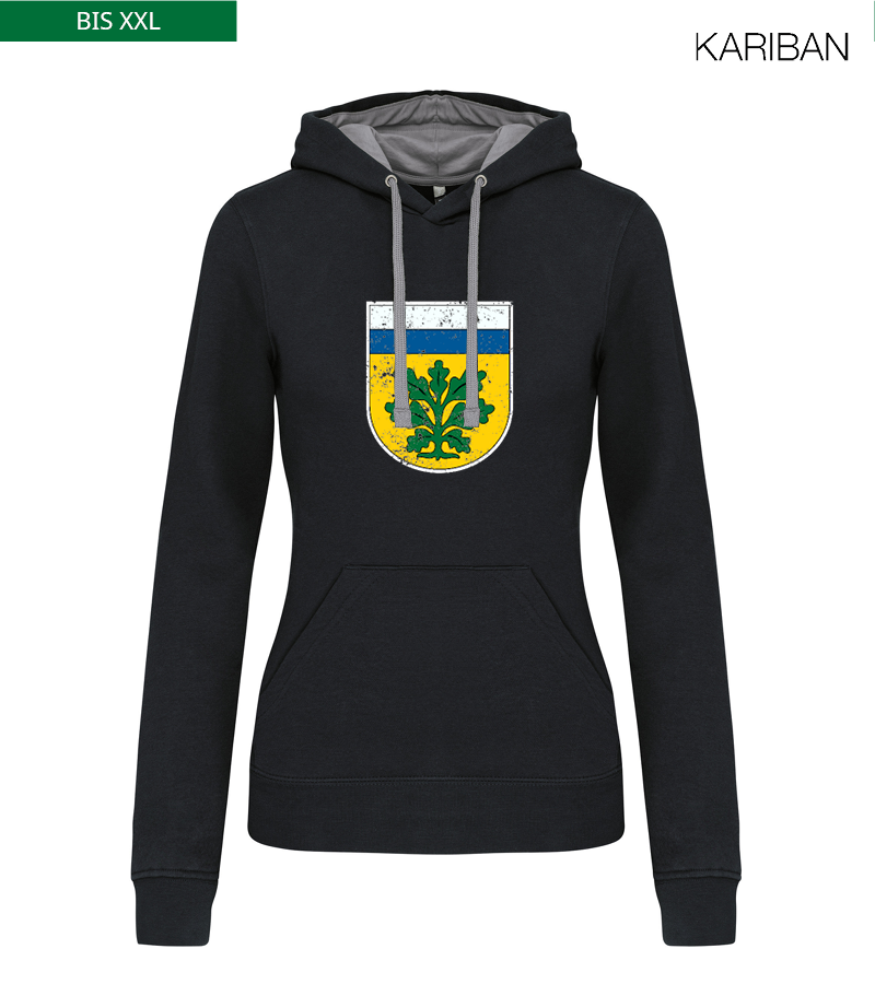 Kariban Damen Hoodie Black Fine Grey "Uwe Frontprint"
