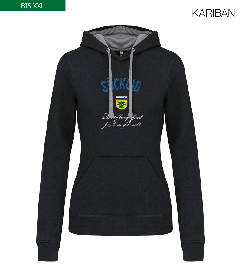 Kariban Damen Hoodie Black Fine Grey "Isack"