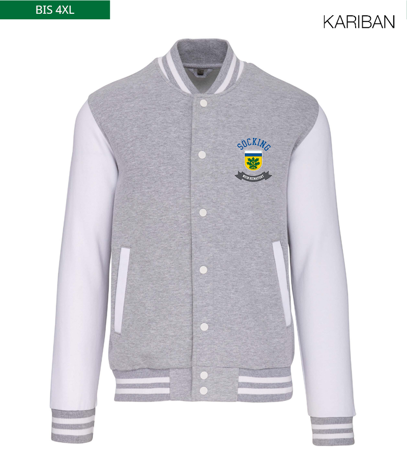 Kariban Unisex Collegejacke Oxford-Grey White "Bono"